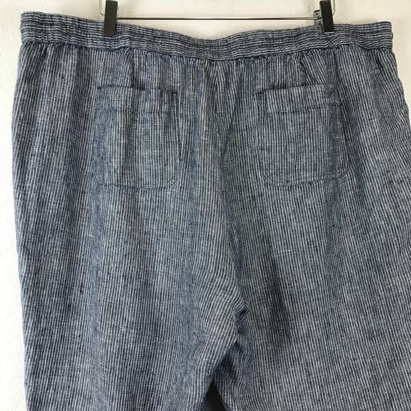 Talbots Linen Elastic Waist Pull-On Pants Pockets Pinstripe Beach Plus Size 22WP - Picture 4 of 12